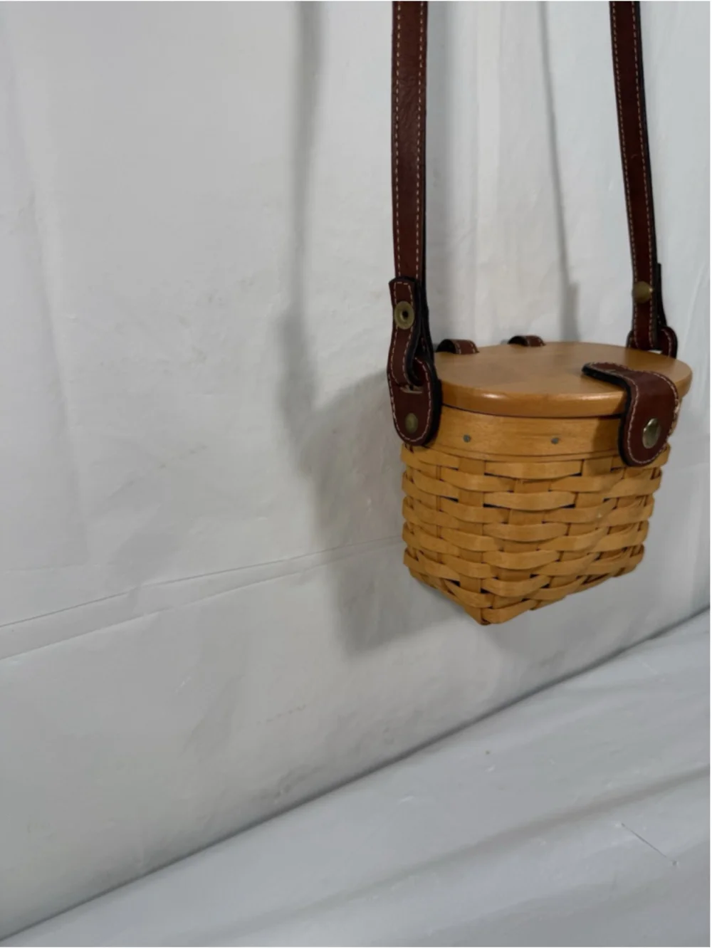 Longaberger Homecoming Bee Station 2000 Kiddie Basket Purse Leather Strap rare